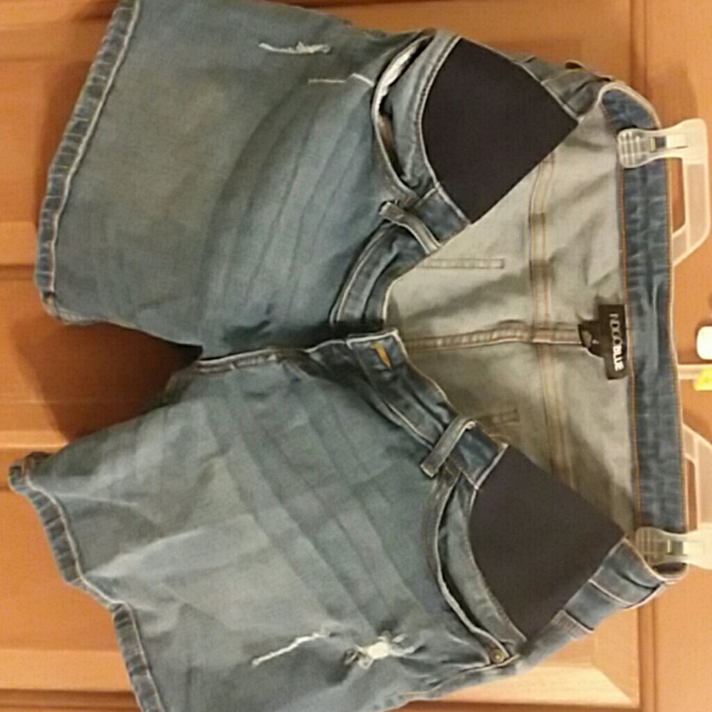 Indigo blue maternity shorts